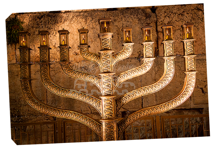 WESTERN WALL ART~Lit Menorah Wailing Wall