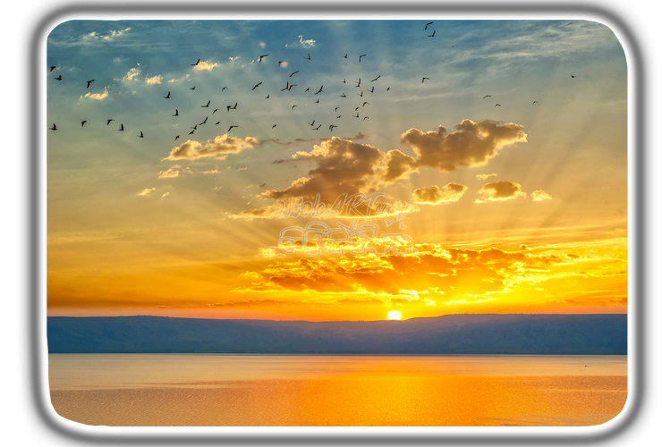 ISRAEL ART~Sunrise Over Sea of Galilee (Yam Kinneret} & Jordan~
