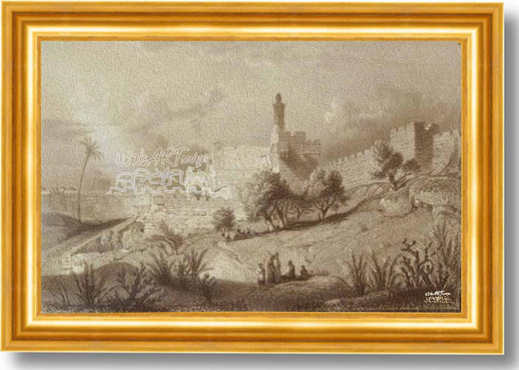 VINTAGE JERUSALEM ART~Ancient Jerusalem Walls~