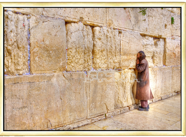 JUDAICA WAILING WALL ART~Alone with Holy Kotel Stones~