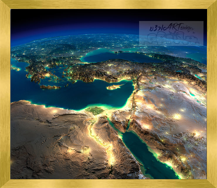 ISRAEL ART~"The Eyes Of Hashem Are Always Upon It"  Moonlit Middle East & Beyond~