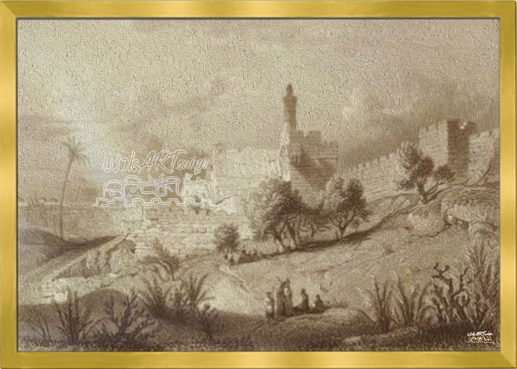 VINTAGE JERUSALEM ART~Ancient Jerusalem Walls~
