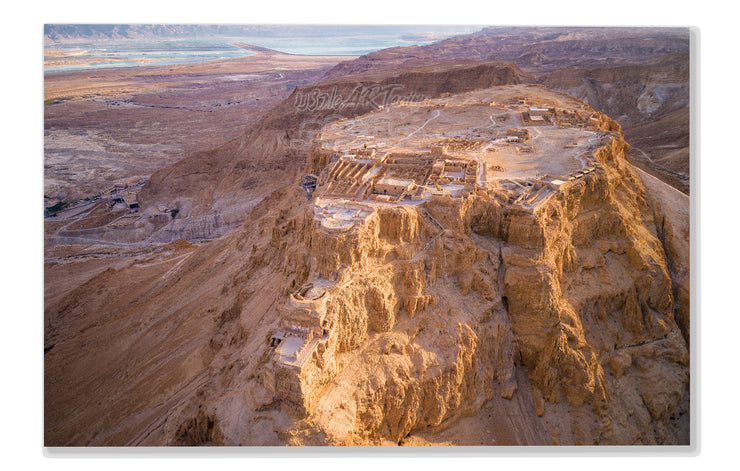 ISRAEL ART~Ancient Fortification Massada overlooking Dead Sea & Jordan~