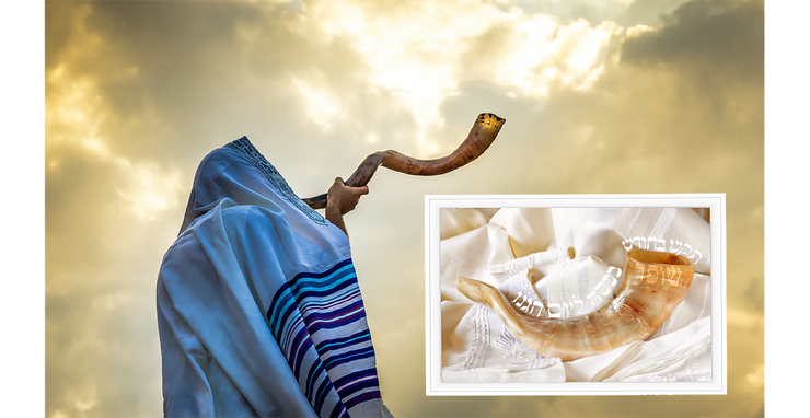 JUDAICA HOLIDAY ART~Shofar on Rosh Hashanah~